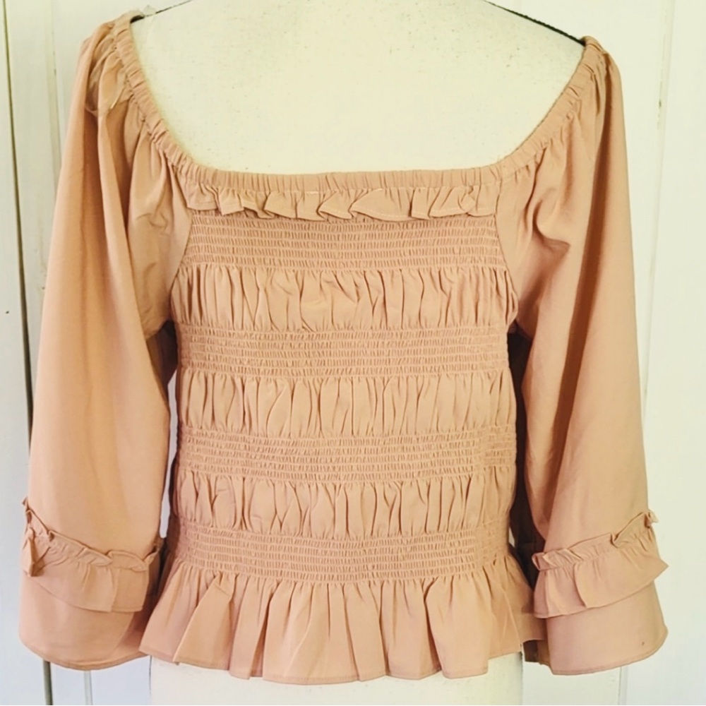 Women's Peach Smocked Top